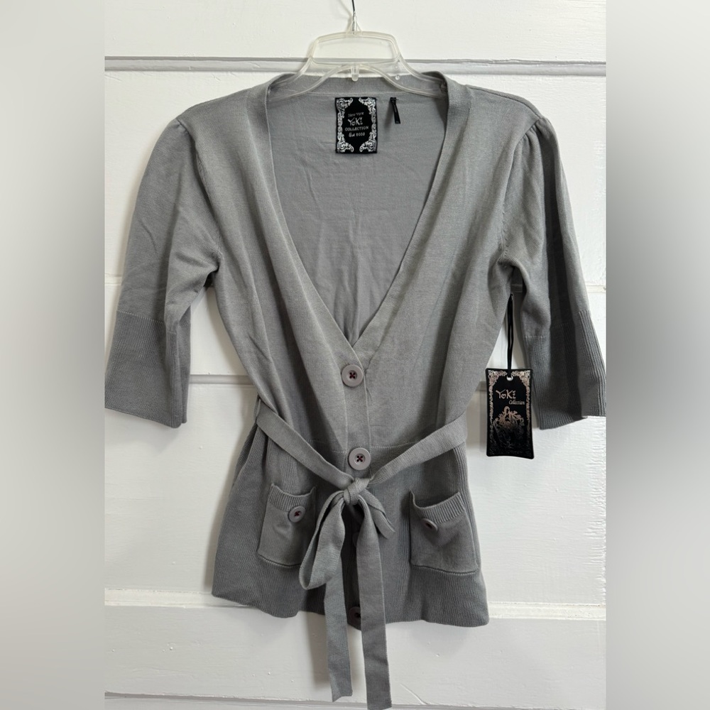 Women’s New York Yoki Collection Gray Short Sleeve Sweater Size XL
